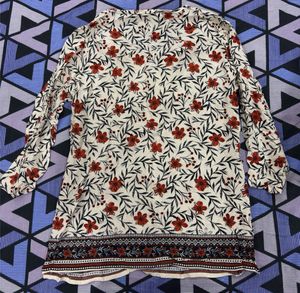 Boho Floral Print Tunic Top