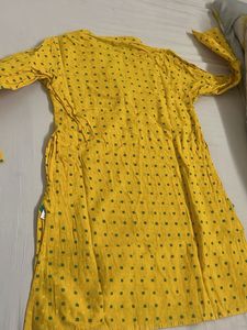 Fabindia Yellow Printed Kurta with pajama set