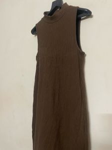 Sleeveless Mock Neck Ribbed Dress