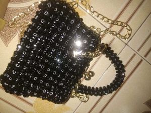 Sparkly Black Beaded Clutch Bag