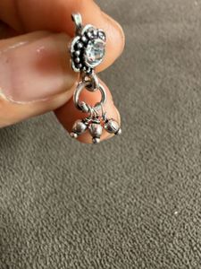 Oxidized Silver Nose Pin with Dangling Beads