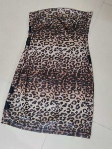 Leopard Print Strapless Mini Dress