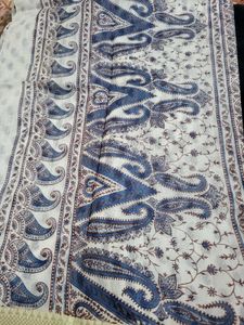 Elegant white and blue saree