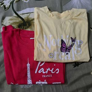 Combo of Yellow &amp; rose pink t-shirts 🌷