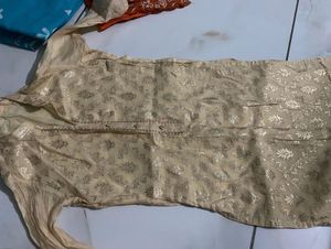 Elegant Cream Kurta with Gold Print