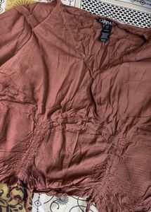 Stylish Ruched Brown Top