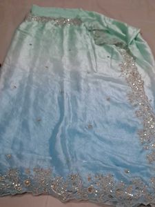 Stunning Blue &amp; Teal Ombre Saree