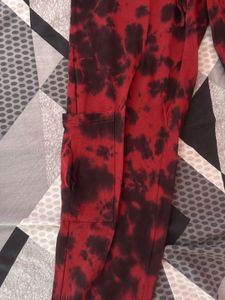 Maroon Black Tank Top with Jogger Set