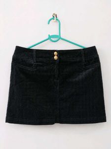 Black Corduroy Mini velvet Skirt
