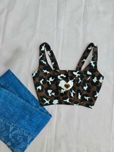 Leopard Print Heart Crop Top