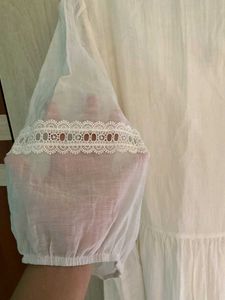Cream Tiered Lace Detail Midi Dress