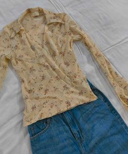Floral Print Wrap Blouse