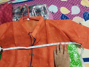New Orange Cotton XL Kurta