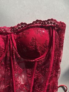 Elegant Red Lace Corset Top