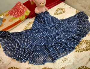 Navy Polka Dot Ruffle Skirt