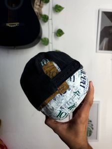 Navy Blue Cap with Wave Embroidery