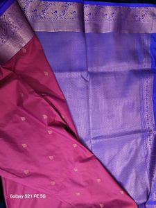Pink Saree with Blue Blouse