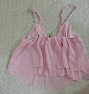 Pink Ruffled Camisole Top