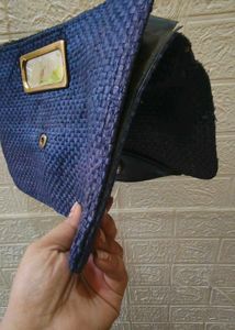 Blue Woven Clutch Bag