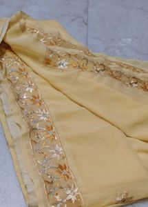 Elegant Yellow Sequence Saree with Blouse
