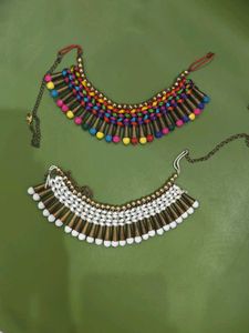 Boho Multicolor &amp; White Statement Necklace