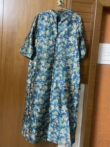 Pure Silk Floral Print Kurta