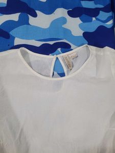 H&amp;M White Peplum Ruffle Blouse