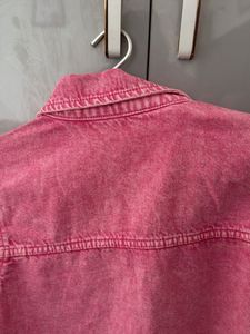 Pink Cropped Denim Jacket