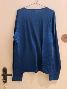 Blue Long Sleeve Lace-Up Tee