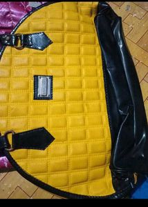 Yellow Embellished Neckline Kurta and Purse 👜