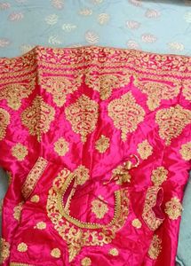 Pink &amp; Gold Embroidered Lehenga Set