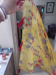 Beautiful Yellow Floral Print Saree
