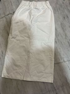 White Denim Midi Skirt
