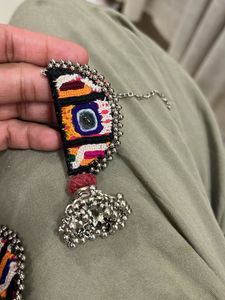 Boho Embroidered Jhumka Earrings