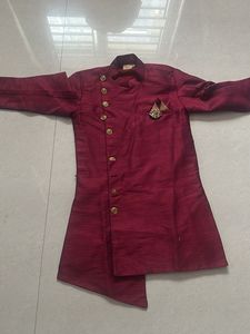 Maroon Ethnic Kurta Dhoti Set