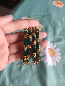 Elegant Green & Gold Bangles