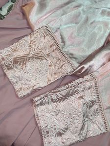 Elegant Pink Kurta with Golden Embroidery
