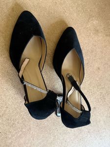 Stylish Black Heels with Clear Block Heel