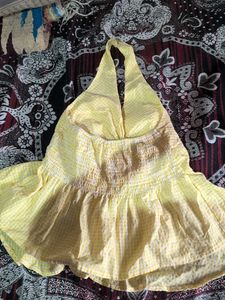 Yellow Gingham Halter Top