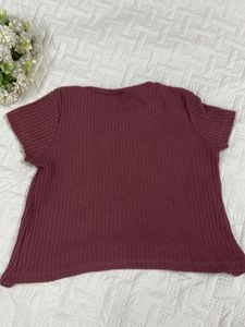 Mauve Waffle Knit Short Sleeve Top