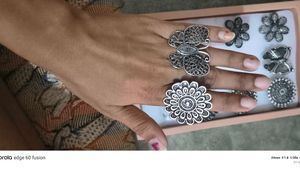 Oxidised Silver Floral &amp; Butterfly Ring Collection