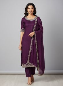 Elegant Purple Kurta Set with Embroidery