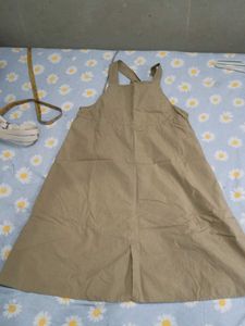 Khaki Pinafore Dress