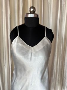 white satin slip dress