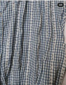 Blue Gingham Tie-Waist Tunic Top