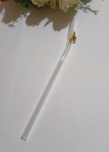 Glass Straw with Butterfly Accent