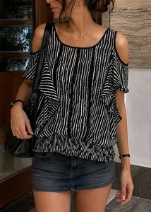 Chic Striped Cold Shoulder Top