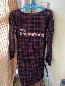 Tartan Lace-Up Detail dress