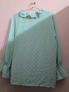 Mint Green Textured Ruffle Tunic