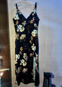 Floral Print Midi Dress with Slit